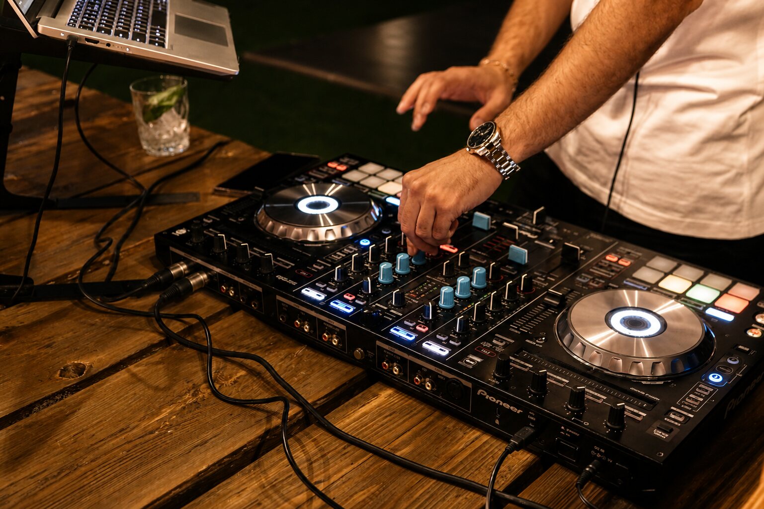DJ Vrontis mixing on a Pioneer controller