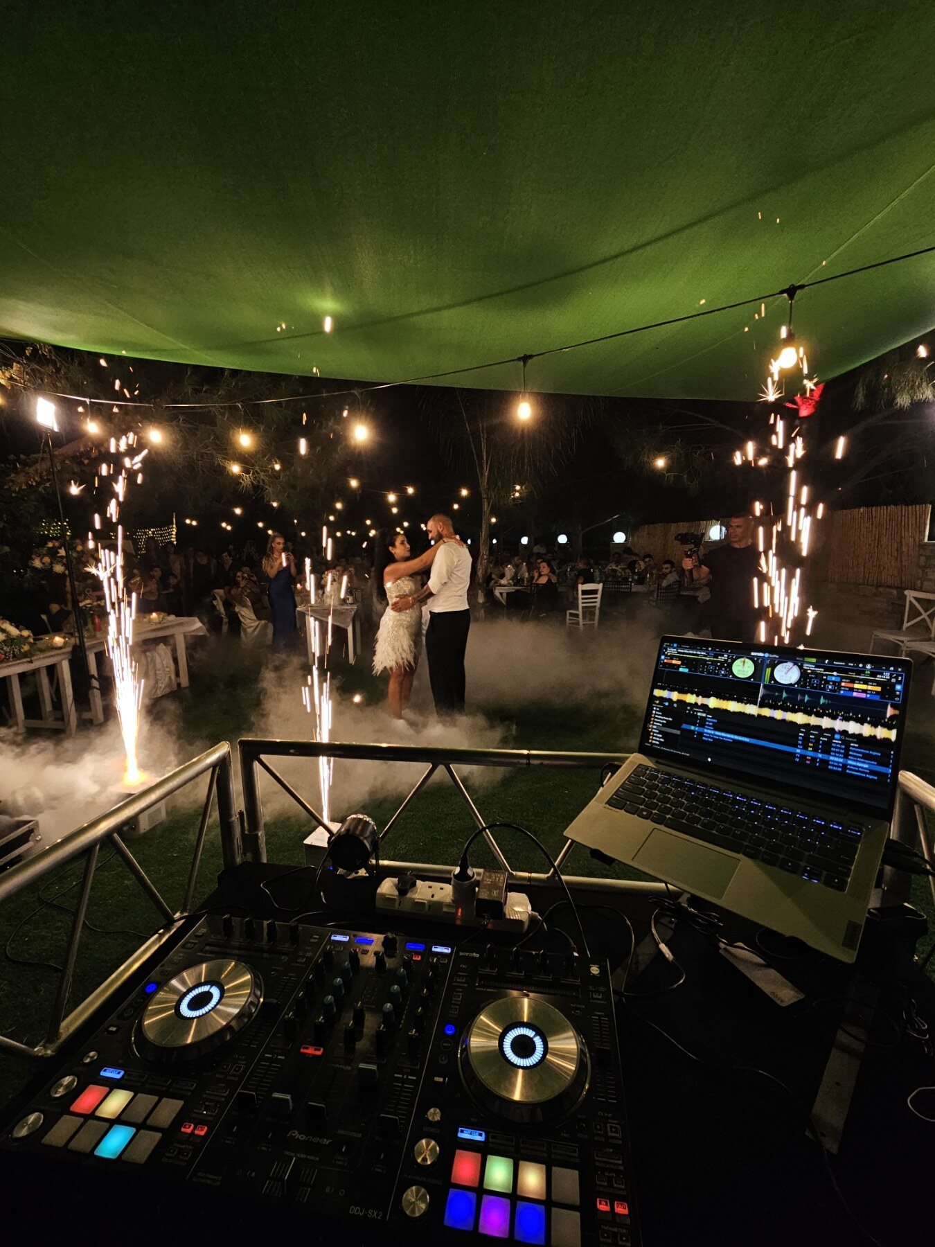 Wedding celebration viewed from the DJ booth