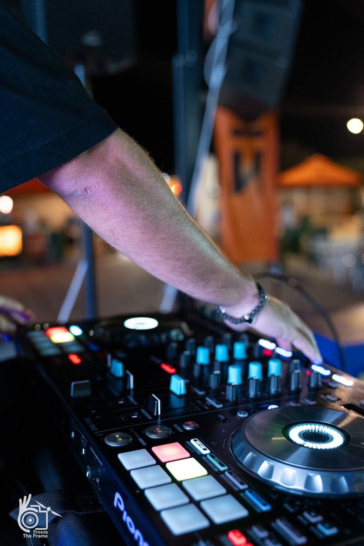 Close-up of DJ Vrontis mixing